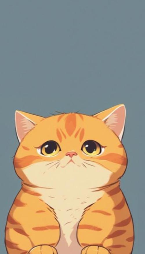 Hình nền mèo vàng chibi anime cute đáng yêu 
