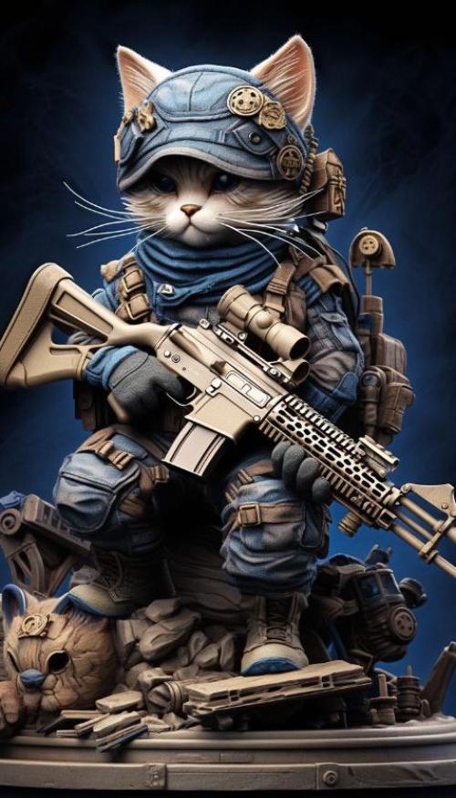 Hình nền điện thoại ảnh mèo cầm súng ngầu 