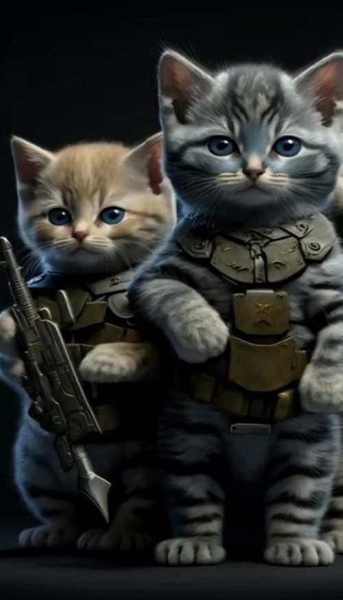 Hình nền điện thoại ảnh mèo cầm súng ngầu 