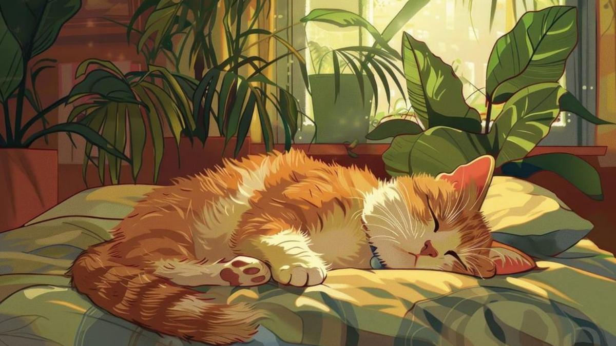 Hình nền máy tính ảnh mèo chibi anime hoạt hình xinh xắn