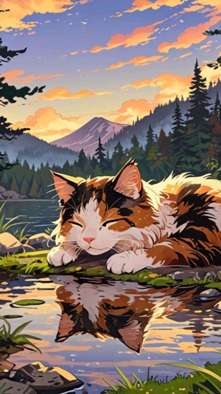 Hình nền mèo anime dễ thương nhất cõi mạng 