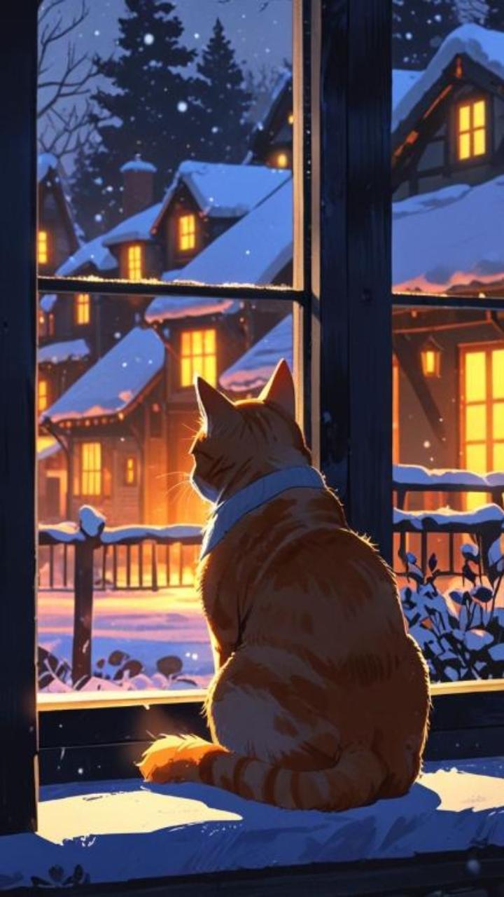 Ảnh mèo chibi anime cute hình nền điện thoại 