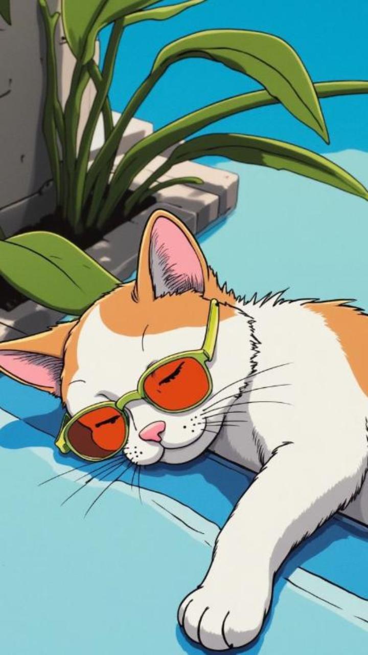 Ảnh mèo chibi anime cute hình nền điện thoại 