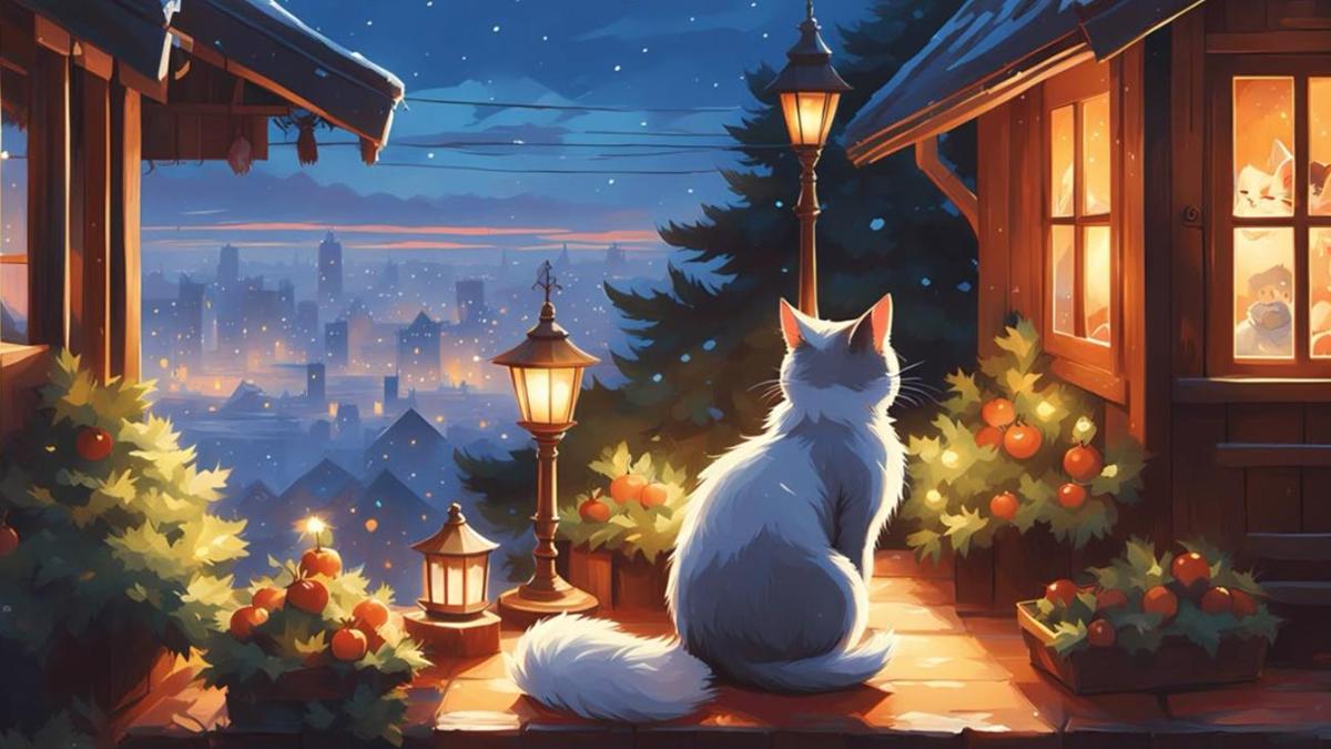 Mèo chill chibi cute hình nền miễn phí 