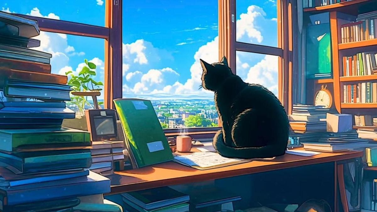 Mèo chill chibi cute hình nền miễn phí 