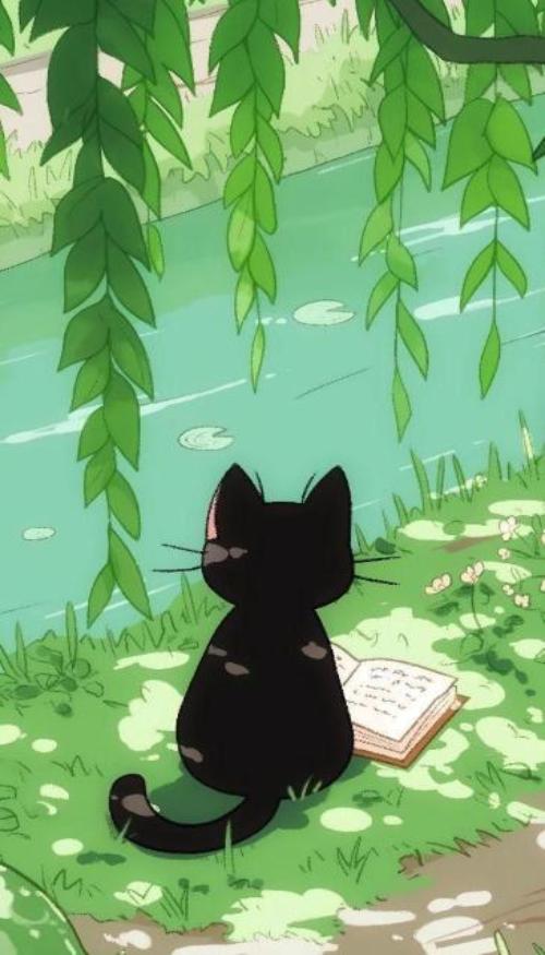 Hình nền mèo đen anime cho điện thoại 