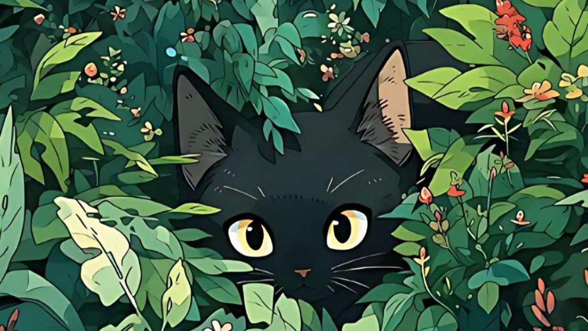 Hình nền ảnh mèo đen chibi anime cute xỉu 