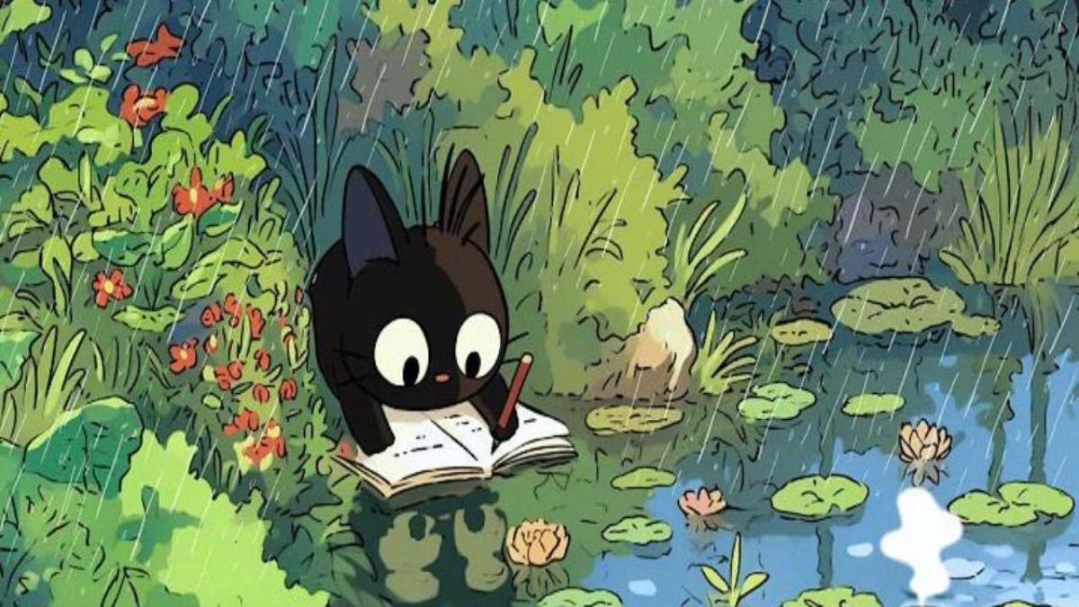 Hình nền mèo đen anime cho máy tính xinh 