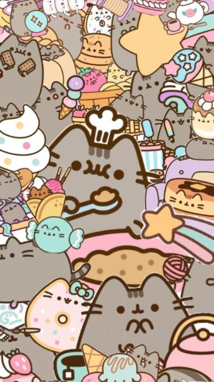 Mèo Pusheen hình nền điện thoại xinh xắn 
