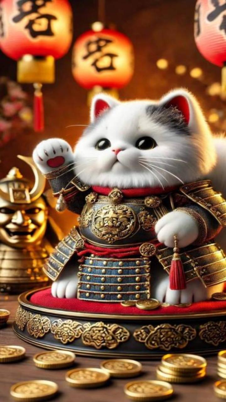 Hình nền mèo thần tài 3D cho iphone, zalo 