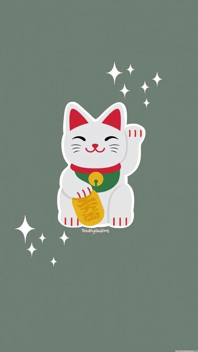 Hình nền mèo may mắn cho điện thoại cute 