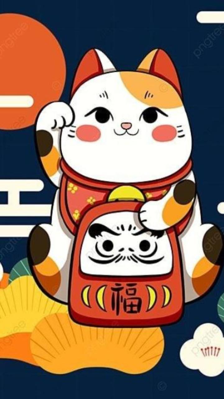 Hình nền mèo thần tài 3D cho iphone, zalo 
