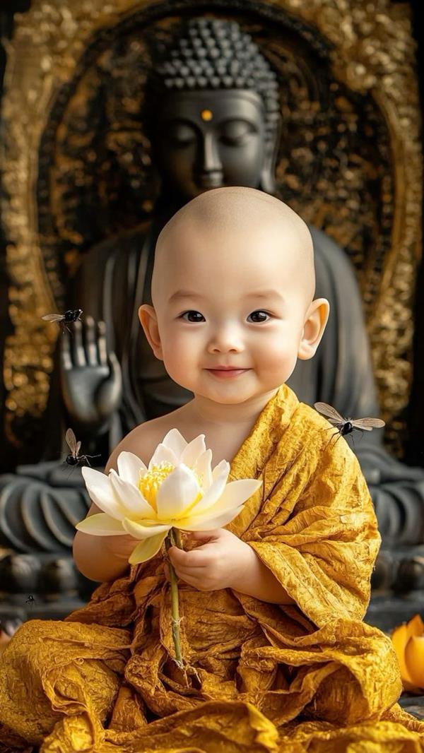 Ảnh nền bé trai tiểu hòa thượng
